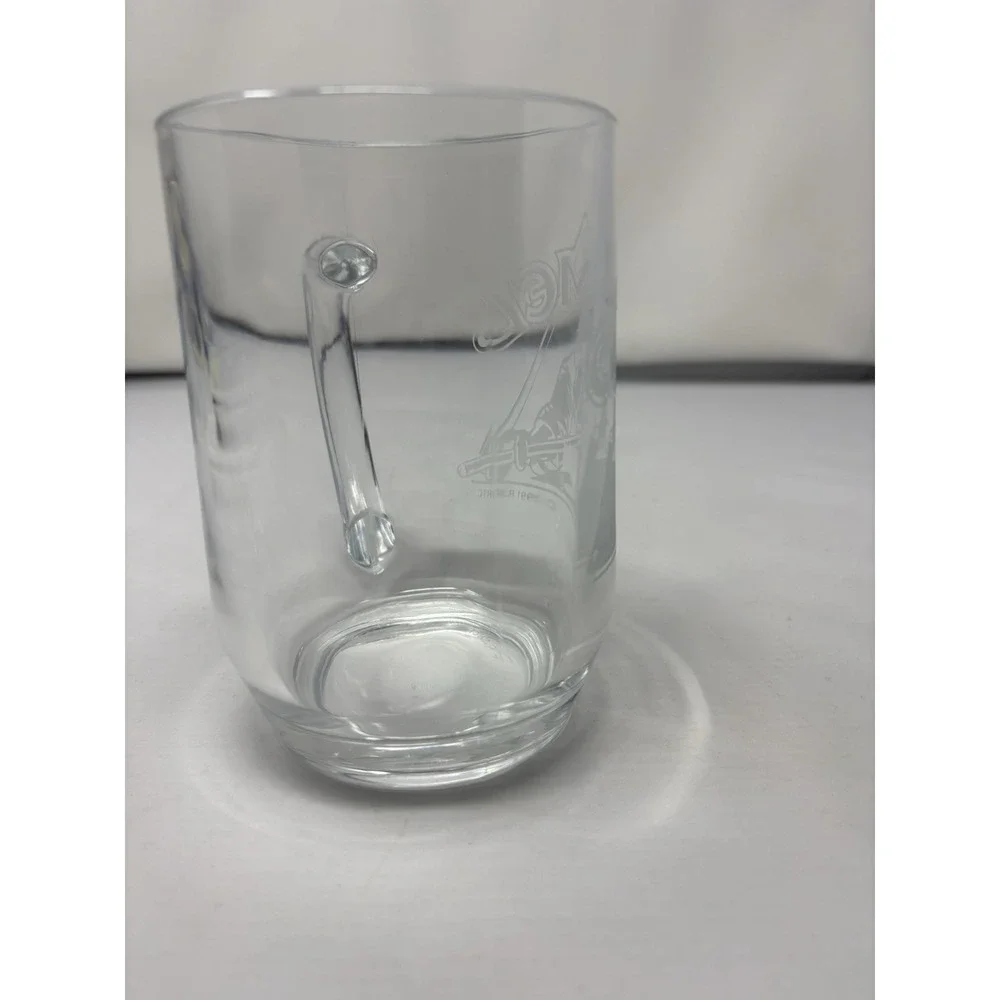 1991 Joe Camel Cigerettes Luminarc Clear Glass 16 oz Mug Etched Billiards Pool